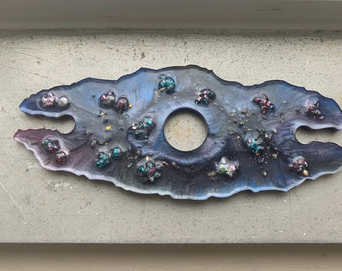 Commissioned galaxy-style resin tray in violet and silver